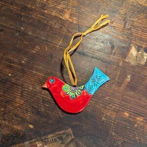 2 clay bird Xmas ornaments
